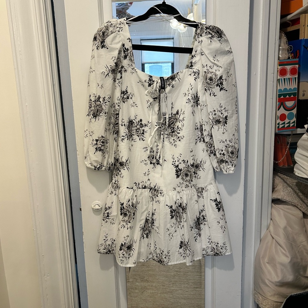 H&M Black and White Floral Mini Dress